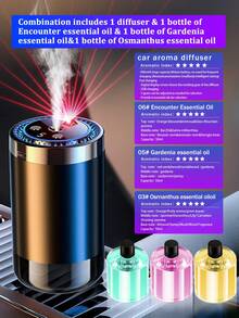 1 pieza Difusor de coche multifuncional negro, difusor de aromas alimentado por USB con 5 efectos de iluminación, luz de proyección estrellada, 5 modos de funcionamiento, pantalla digital, recargable, 6 opciones de aceites esenciales, adecuado para coche, oficina, dormitorio, hotel, habitación de mascotas. (Opcional: 1/2/3 botellas de aceite esencial + 1 difusor) - Negro - Ver 21