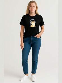 T-shirt Feminina Manga Curta Simples Viscolycra Estampado