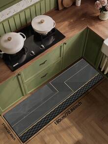 1pc Modern Luxury Style Kitchen Mat With Geometric Lines, Golden Stripes, Faux Marble Texture And 3D Diamond Patchwork Pattern, Cushioned Anti-Fatigue Kitchen Carpet - Multicolor - View 10