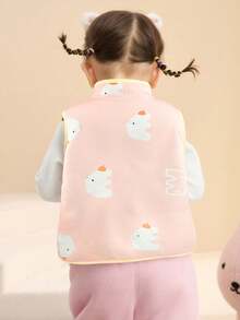 Balabala 2pcs Girls Reversible Vest, Unisex Fleece Jacket For Autumn/Winter - Red Hue - View 5