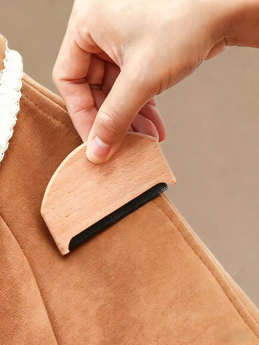 1pc Knitted & Cashmere Comb, Handheld Portable Sweater Comb, Lint Remover, Wooden Lint Remover, Knitted Fabric Defuzzer, Clothing Brush, Knitted Garment, Cashmere Coat Depiller - Multicolor - View 1