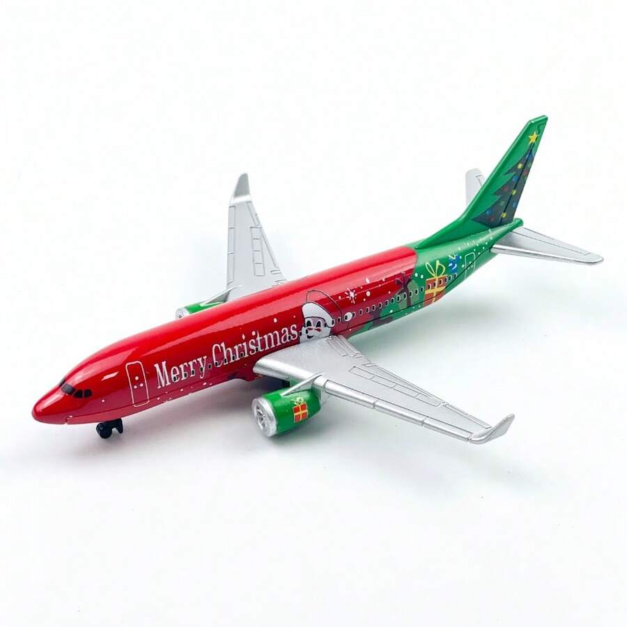 Holiday Edition Collectible Diecast Model Airplane With "Merry Christmas" Design, Suitable For Collection And Gift Giving - Red and Green - View 1