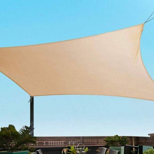 Shade Sail Rectangle 2x 4m Sunshade Cloth Shadecloth Block Outdoor Marquee Canopy Shelter Cover Beach Pool Patio Backyard Lawn Garden Carport Fence Greenhouse, Beige 98 Blockage