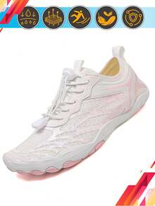 Dian Sen Zapatos de agua para mujer de secado rápido, zapatos para vadear y hacer senderismo acuático para nadar, surfear, playa, kayak, diseño de punta ancha, antideslizantes, para trekking en ríos y barranquismo, zapatos para la playa y la natación, calcetines acuáticos descalzos, ligeros y flexibles para yoga, pilates, piscina, voleibol de playa, gimnasio, escalada de rocas, pesca, para usar en primavera, verano y otoño - Rosa - Ver 2