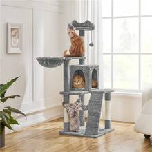 Butterslay 1pc Modern Multilevel Cat Tree Cat Condo With Perch And Scratching Post For Indoor - Light Gray - View 2
