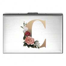 1 pièce Étui à cartes fin avec motif de lettre initiale de A à Z en or rose. Porte-cartes bancaires et de crédit minimaliste en métal d'aluminium fin. Porte-cartes RFID pour femmes et hommes. Organisateur de cartes bancaires mini-portefeuille petit portefeuille porte-cartes pour femmes et hommes - Argent - Voir 7
