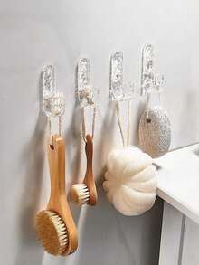 4pcs/10pcs Acrylic Adhesive Hooks For Bathroom, No Drill Heavy Duty Wall Hooks For Towels, Backpacks, Clothes, Keys Organization - Multicolor - View 3