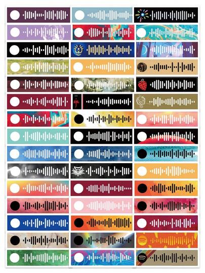 80pcs Music Code Stickers - ColorfulDIY Decoration For Phone Cases, Notebooks | Self-Adhesive PVC Stickers With Heartbeat & Soundwave Designs, Notebook Accessories | Soundwave Design | Waterproof Stickers, Music Decor