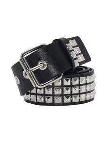 Street 1PC Stylish Punk Style Rivet Decor Versatile Jeans Belt Dress Belt Halloween Summer, School Fall, Autumn, Halloween - 黑色 - 查看 1