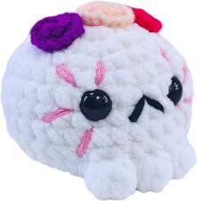 Genérico Calaverita de Azúcar Decorativa de Crochet, Hecha a Mano, Estambre Suave y Esponjoso, Blanco con Flores (Rosa) - Rosa - Ver 2