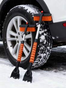 Dual Blades, Anti-Slip Grip, ABS Soft Shovel Head - Essential For Driveway & Car Winter Snow Removal - Multicolor - View 2