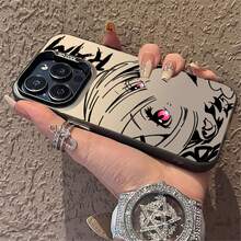 Anime Re:Zero RAM Phone Case For , Black & White Cartoon Design Protective Clear Cover - Plateado - Ver 5