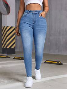 Y2K Style High Waist Light Blue Jeans,Slim Fit Pencil Pants, Flattering Figure, Suitable For All Seasons, Holidays, Festivals, Cowgirls, Going Out, Jeans Women, Denim Women, Curves