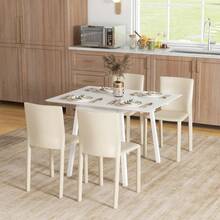HOMCOM Folding Dining Table, Kitchen Table For 2-4 People, Folding Table, Wooden Dining Table, For Small Spaces, 110 X 86 X 75, White - 1 - View 3