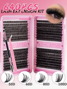 800/680/640 片 D 卷蓬松睫毛嫁接套装，大容量 DIY 睫毛嫁接套装，适合初学者，持久耐用，混合单根睫毛款式，DIY 睫毛簇，在家轻松打造迷人双眸，美容必备，大容量睫毛套装，适合旅行、日常佩戴（适合初学者）、婚礼、约会、派对、节日，也是圣诞节/万圣节/礼物睫毛套装的理想之选。 - D - 查看 9