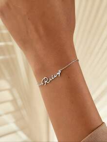 Customized Name Bracelet, Stainless Steel Christian Jewelry, Silver Color, Customizable English Letter Name Bracelet, Unisex, Baptism Gift, Amulet, Jesus Jewelry - Silver - View 4