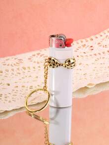 1pc Leopard Print Lighter Case - Bra Shaped Metal Keychain Holder, Fits BIC, J6 Model Lighters - Multicolor - View 8