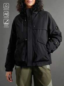 女士户外防水连帽夹克 - 保暖防风软壳工装外套