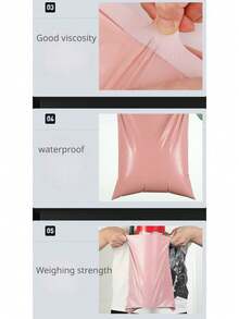 10/20/50pcs Thick Waterproof Solid Color Mailing Bags, Simple Multi-Purpose Packaging Bags Suitable For School, Office, Shipping, School Return - Dusty Pink - View 3