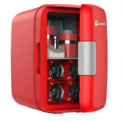 Bluelander Mini Refrigerador, Frigobar Mini Multifuncional, Capacidad de 4L para 6 Latas, Estante Extraíble, Refrigerador Skincare, Mini Refri Compacto y Portátil, Gran Almacenamiento