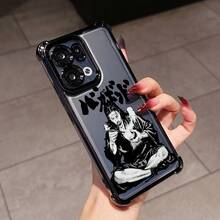 Funda de teléfono creativa de hombre de cabello largo negro sentado con las piernas cruzadas comiendo, estilo de anime, adecuada para OPPO Realme 15 14 13 12 11 Pro Plus C75 C55 C53 C35 C33 4G 5G, marco electrochapado, cubierta trasera transparente anti-caída, estilo de , funda para smartphone, funda de uso diario, diseño de anime, estética de , borde electrochapado, material a prueba de golpes, accesorios de teléfono de moda, funda de teléfono de moda, entusiastas de los dibujos animados, fans de anime. - Mezcla de colores - Ver 5