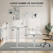 DEVOKO Electric Standing Desk Height Adjustable Standing Desk, Home Office Sit Stand Workstation With Memory Smart Panel Sit Stand Table For Home Office - 白色 - 查看 5