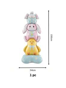 kumozawa 1pc 59-Inch Standing Rabbit Balloon, Indoor Atmosphere Background Photo Prop, Easter Balloon Set, Birthday Party Celebration Decor, Holiday Party Decoration - Multicolor - View 10