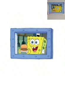 1pc 10x15cm SpongeBob Wall Sticker, DIY Art Craft Decal, Party Gift, Suitable For All Seasons Including Birthday Party, Holiday Surprise, Weekend Party And Back To School Gift - Multicolor - View 7