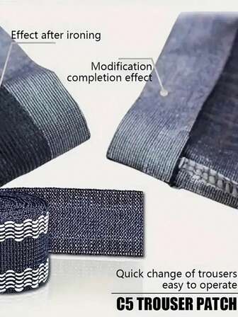 裤长缩短胶带 - 无需缝纫，耐用布料修补条，用于裤腿包边，无需裁剪，热封自粘贴片，适用于裤脚和袖口，方便快捷地修改衣物。