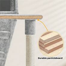 Butterslay 1pc Modern Multilevel Cat Tree Cat Condo With Perch And Scratching Post For Indoor - Light Gray - View 6