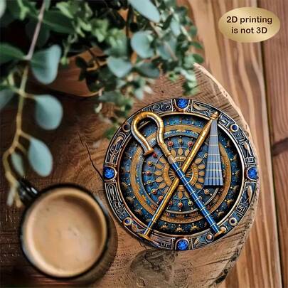 6pcs/Set Ancient Egyptian Pattern Wooden Coasters - 2D Printed, Table Protective Pads With Sphinx, Eye Of Horus And Pyramid Designs, Suitable For Home, Office, Party And Holiday, Dining Table Decor | Decorations, Kitchen Accessories, Tabletop Decor, Available In 1 Set Or 31 Sets