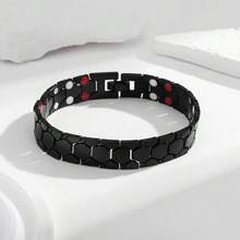 1 件主打时尚钛钢男士手链，四合一手链，送给家人和朋友的理想礼物，防水、耐用且时尚的腕带，完美的父亲节礼物 - 黑色 - 查看 9