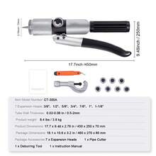 Expansor de tubos hidráulico , diámetro exterior de 3/8" a 1-1/8", herramienta de estampación hidráulica HAVC con 7 cabezales expansores de tubos, herramienta de desbarbado, cortador de tubos para tubos de cobre, aluminio, latón, acero blando - 3/8" a 1-1/8" - Ver 7