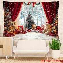 1 PC Christmas-Themed Decorative Hanging Cloth - Christmas Wonderland Snowman Background Cloth, Equipped With Red Curtains - Highly Suitable For Indoor Celebration Events, Photography Studio Shooting, And Holiday Gatherings. Indoor Party And Holiday Decoration Photography Background, Birthday Celebration Events,