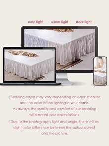 1pc Ruffled Bed Skirt, 15-Inch Drop, Easy To Install, Non-Slip Super Soft Bed Coverlet With Platform, Romantic Style, Suitable For Home Bedding And School Dormitory, Machine Washable, Oeko-Tex Certified - White - View 9