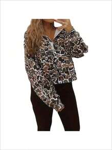 Women's Y2K Camo Hoodie Half-Zip Hunting Jacket Cute Pullover Women's Everyday Casual Wear - trắng - Xem 5
