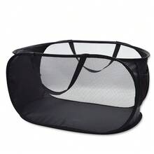 Sturdy Mesh Laundry Hamper Basket Bag, Up Basket With Side Pocket For Laundry Room, Bathroom,  Room, College Dorm Or Travel ( Horizontal, Black){Inchsize_nameinch:InchHorizontalinch,Inchcolor_nameinch:InchBlackinch} - 黑色 - 查看 2