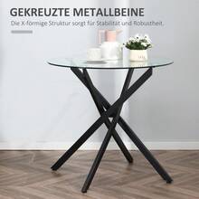 HOMCOM Coffee Table, Round Glass Table, Black Side Table With Glass And Metal Frame, 80x80x75, Modern And Elegant On The Site. - 1 - 查看 10