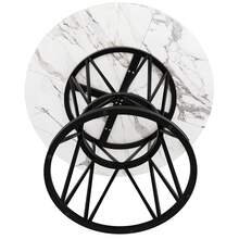 Round Dining Table (76cm), Kitchen Dining Table, Round Coffee Table For 4 People, Suitable For Dining Room, Living Room, Elegant Metal Table Legs, MDF Wood Tabletop, Gold - Black + MDF - View 7