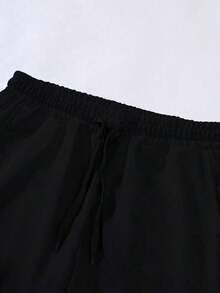Rebajas de Año Nuevo: pantalones con cordón y puños para mujer y hombre, para primavera/verano, con cintura elástica, bolsillos y estampado de ángeles. - Negro - Ver 5