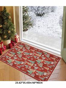 1pc Christmas Tree Carpet, Non-Slip And Washable, Suitable For Living Room, Bedroom, Hallway, Indoor And Outdoor Use, Easy To Create Warm Christmas Home And Room Decor - Red - View 4