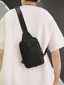 Minimalistischer einfarbiger Oxford-Stoff Herren Mini Umhängetasche, auffallender klassischer verstellbarer Riemen, glatter Reißverschluss, abnehmbarer Haken, geeignet für Outdoor-Sport, Lässig, Einkaufen, Reisen, Pendeln, Partys, unisex Handytasche