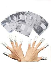 200pcs Shiny Foil Paper, 100pcs Oil Absorbing Foil Pads, 0.79" X 1.18" Simple Shimmer Oil Blotting Sheets 6.5" X 9", Gel Nail Polish Remover Pads, Gel Nail Polish Remover Foil, Gel Nail Polish Remover Solution, Nail Art Studio Set Nails Nails Supplies Nail Stuff - Multicolor - View 1