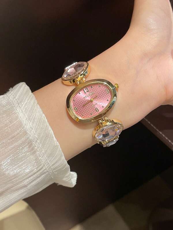 1 Stück elegante Armbanduhr mit Gold für Frauen, klein, langanhaltend und modisch quadratisches Display, charmantes Geschenk für sie, geeignet für den täglichen Gebrauch und besondere Anlässe