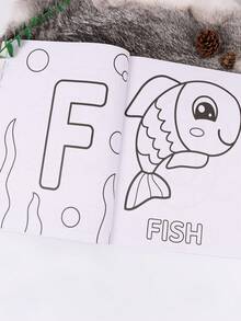 1 pieza Libro para colorear ABC: Colorea talla grande de 100 animales, aves, vehículos, frutas, juguetes y alfabetos para niños y niñas. Regalo perfecto para cumpleaños y Navidad