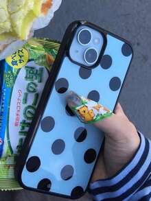 Fashionable Cute Polka Dot Glossy Soft Phone Case, Compatible With IPhone 17 Air, 16, 15, 14, 13, 12, 11 Pro Max, 16, 15, 14 Plus, Minimalist Creative Shock-Proof Back Cover - Các chấm đen trên nền xanh dương - Xem 3