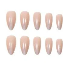 Laser Press On Nails Nude False Almond Nails Full Cover Acrylic Fake Medium Nails For Women And FFgirls 24PCS{Inchcolor_nameinch:InchColor10inch} - Màu 10 - Xem 4