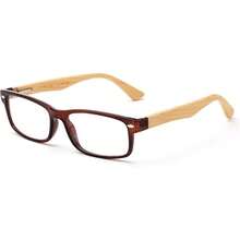 Lens Rectangle Frame Non Prescription Glasses - Fashion - 棕色竹子 - 查看 6