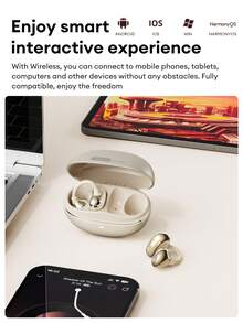 Lenovo Comfortable Wear Bluetooth Headphones, High-Quality Surround Sound - Beige - View 10