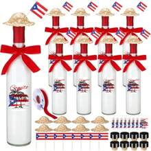 GYJ  8 Set Christmas Glass Coquito Bottles 16 Oz Clear Wine Bottles With Airtight Cap Puerto Rico Stickers Mini Straw Hats And Red Ribbon For Vanilla Extract Homemade Brewing Beverages Liqueur150 - Nhiều màu - Xem 1
